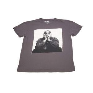 Amaru 2PAC Tupac Shakur Rap Graphic T-Shirt Short Sleeve Gray White Size Large